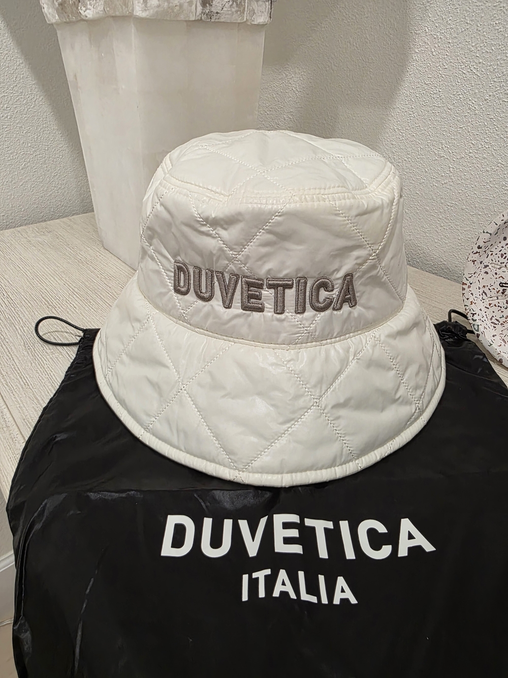 Duvetica Quilted Bucket Hat in Ivory